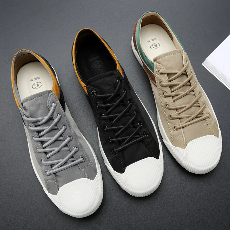 Heren Colorblock Canvas Sneakers met veters, casual schoenen voor mannen, comfortabel en stijlvol voor dagelijks gebruik en vrije tijd. — foto 2