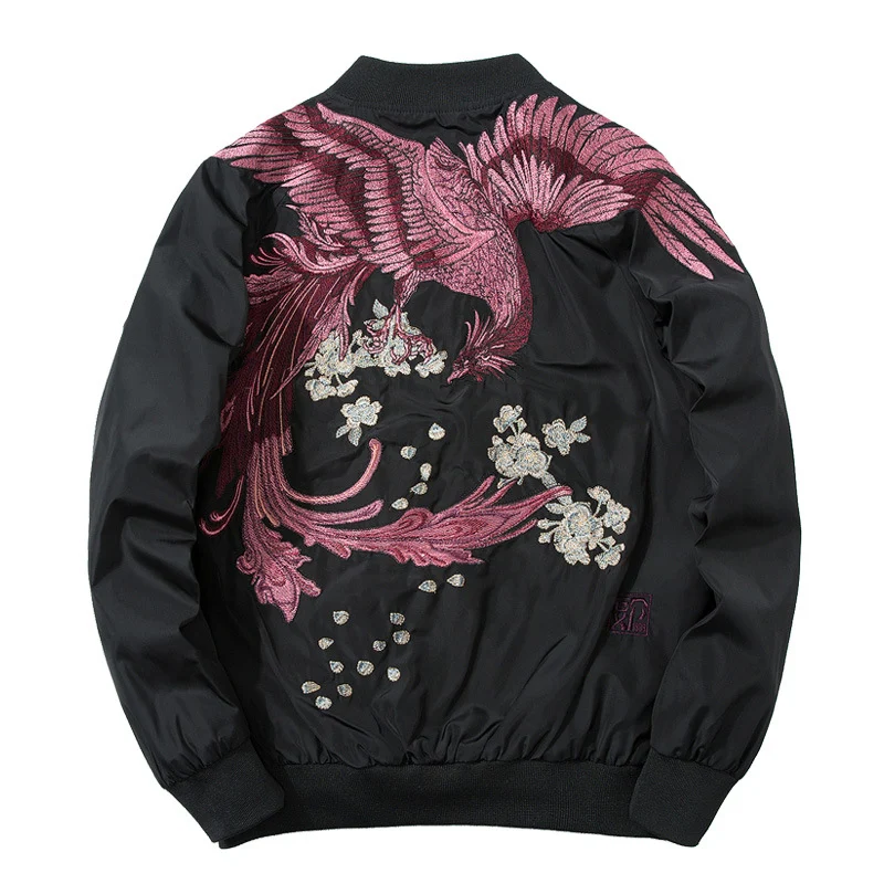 Title 3, Ukiyo-e Phoenix Embroidered Baseball Jacket, Ja...