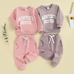 Mädchen Mode Einfacher Buchstaben Druck Sweatshirt Anzug Bequem und Stilvoll Alltagskleidung Perfekt für Schule Freizeit und Aktive Tage — foto 15