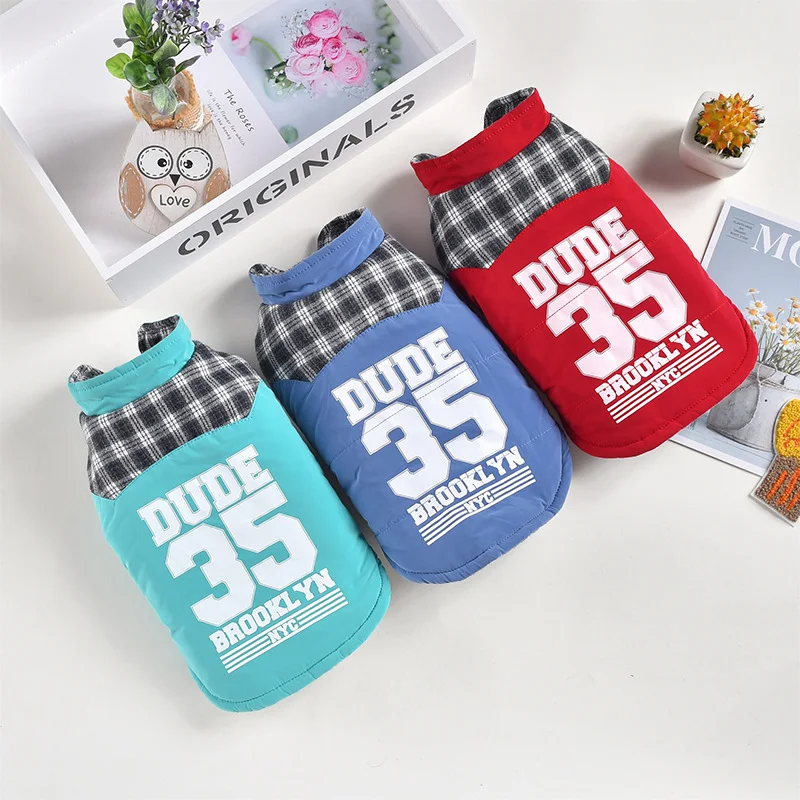 Nieuwe Teddy Pet Geruite Vest Jas voor Herfst en Winter Warme en stijlvolle bescherming voor je hond in de koude maanden — foto 4