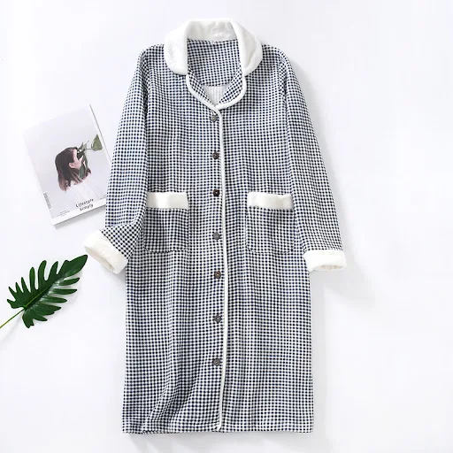 Title 12, Womens Thin Quilted Over-the-knee Pajama Dress