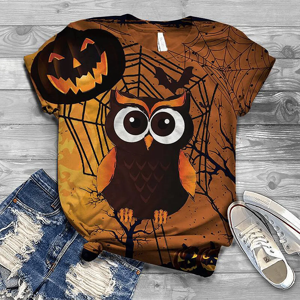 Halloween retro print T-shirt met dezelfde stijl voor mannen en vrouwen — foto 5