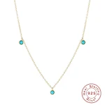 Colar simples de prata 925 com três turquesas. Adicione um toque de elegância e cor ao seu visual diário. — foto 2