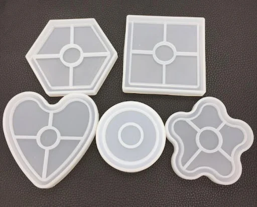 Title 1, Hexagonal Heart Crystal Epoxy Flower Coaster Mo...
