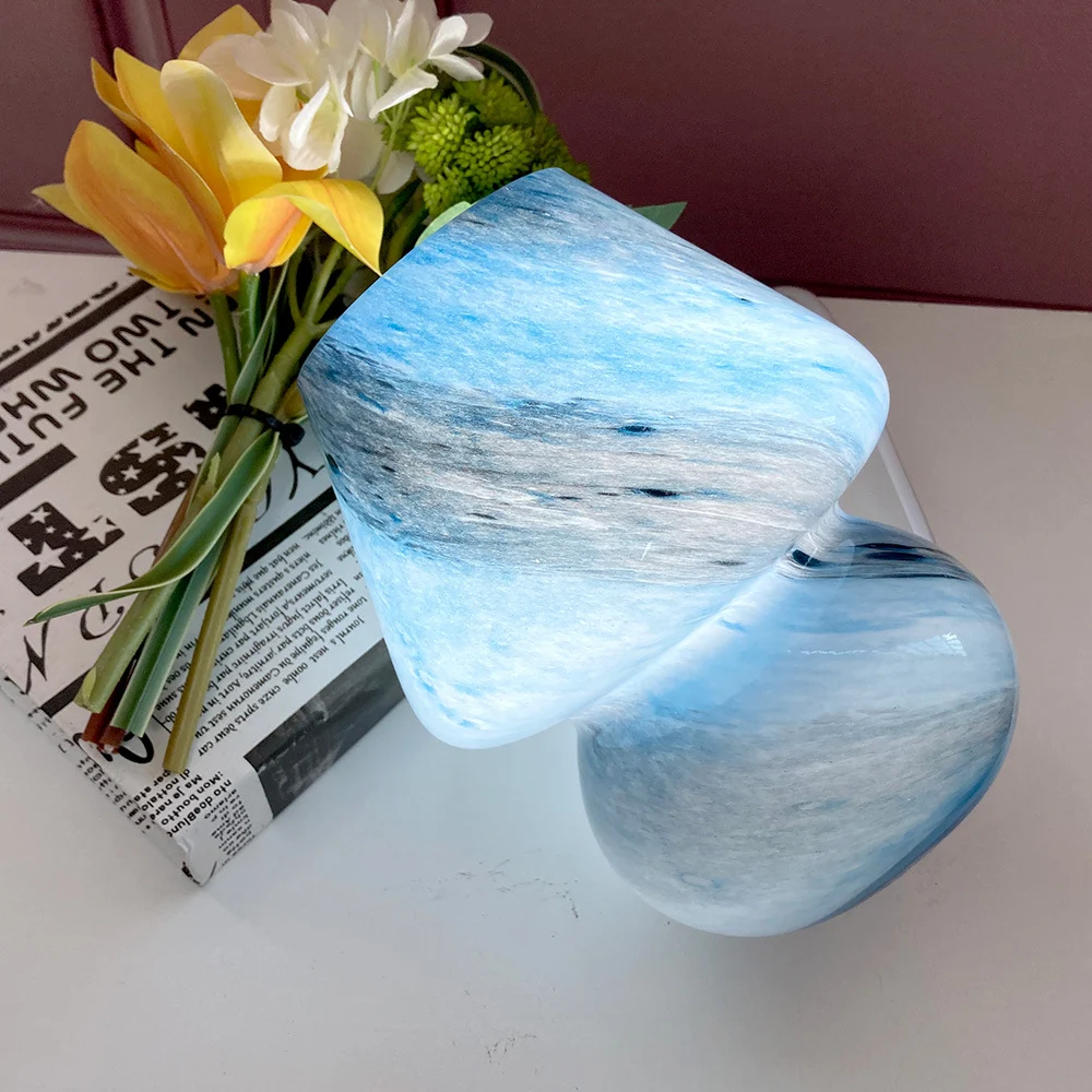 Title 3, Handmade Glass Mushroom Table Lamp, Small Bedsi...