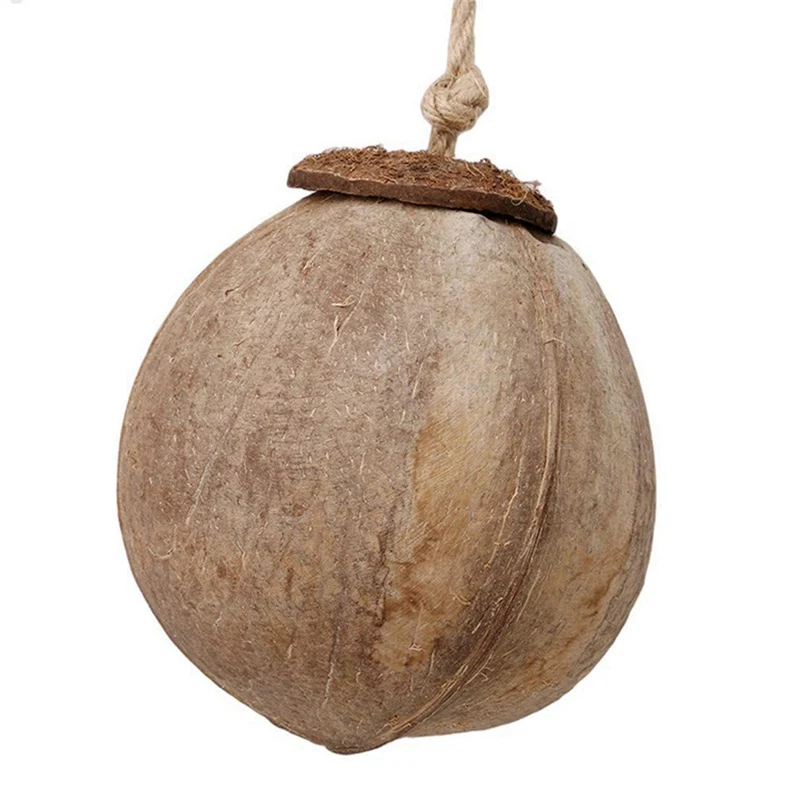 Title 6, Natural coconut shell bird nest, offering a saf...