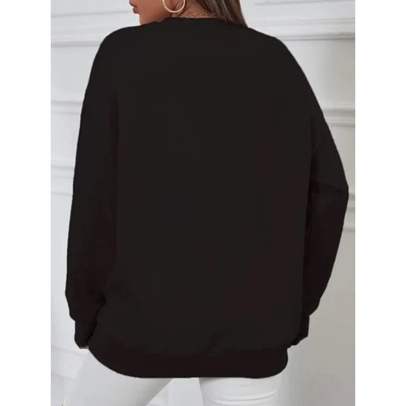 Neue trendige Marke Cartoon Mond Druck lose beiläufige Damen Pullover — foto 2