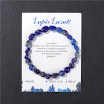 Bracelet élastique irrégulier en pierre brute bleu or naturel pour femmes, un bijou unique et tendance pour sublimer votre poignet. — photo 17