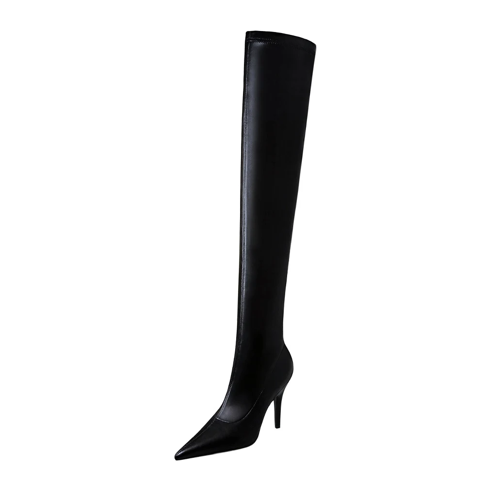 Title 9, Schlanke Overknee-Stiefel mit hohem Absatz, spi...