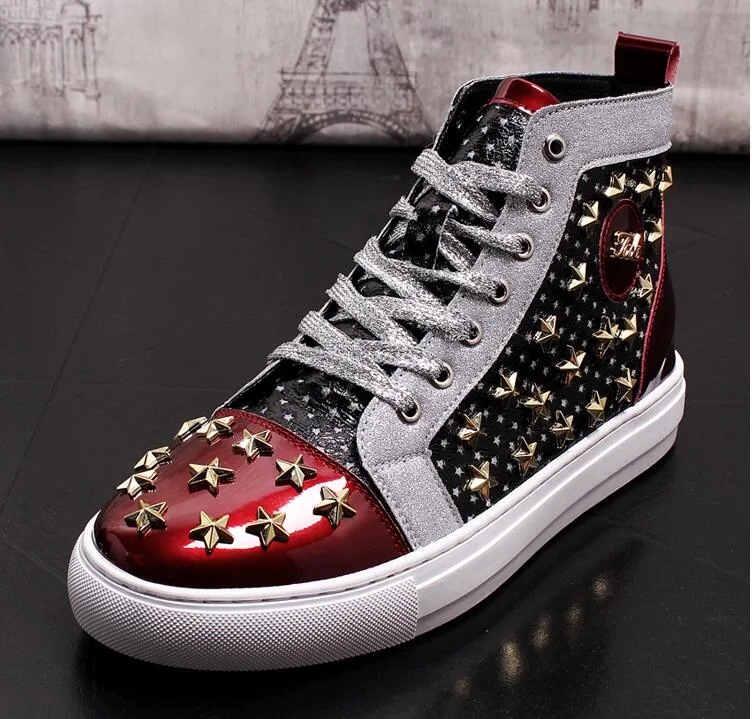 Title 3, High-top punk studded casual shoes, combining e...