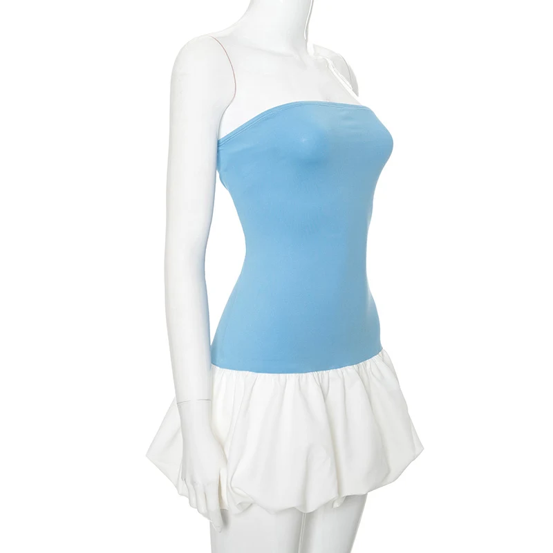Title 8, Sexy Tube Dress Summer Solid Color Pleated Skir...
