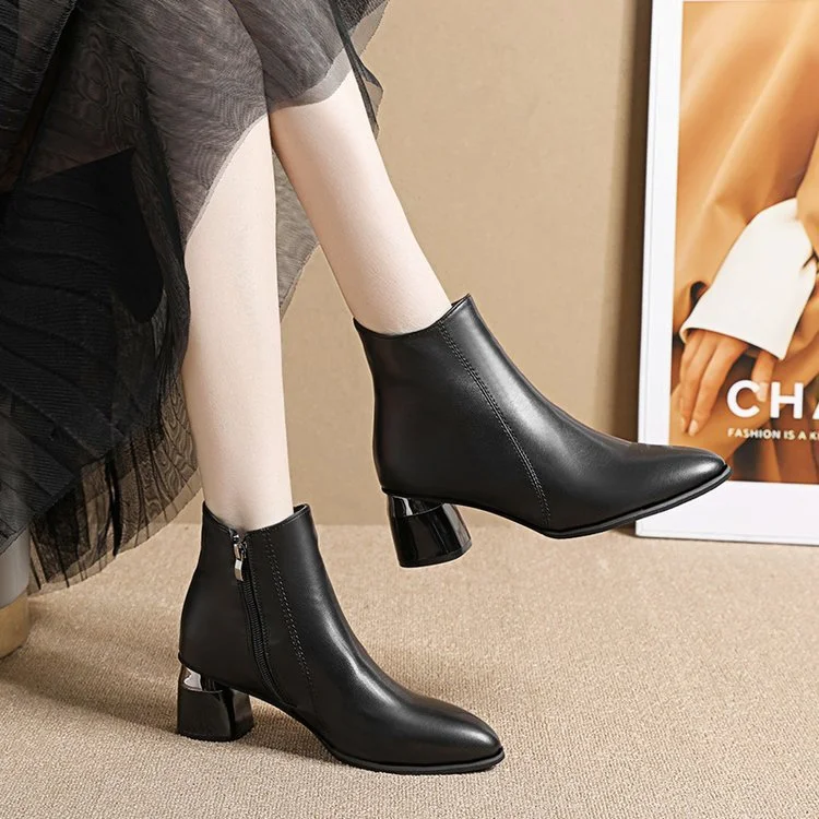 Title 4, Womens Autumn and Winter Short Boots, Chunky H...
