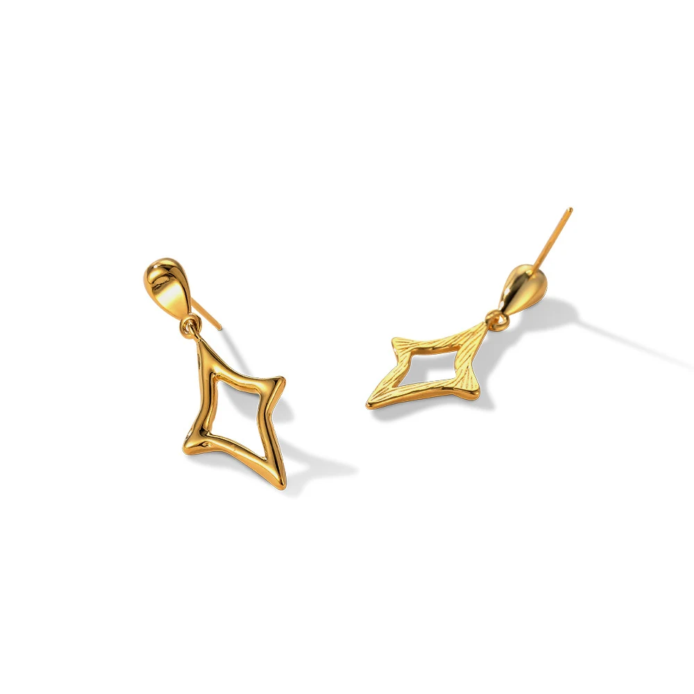 Brincos de orelha XINGX com design irregular e vazado, perfeitos para adicionar um toque moderno e sofisticado ao seu visual diário. — foto 2
