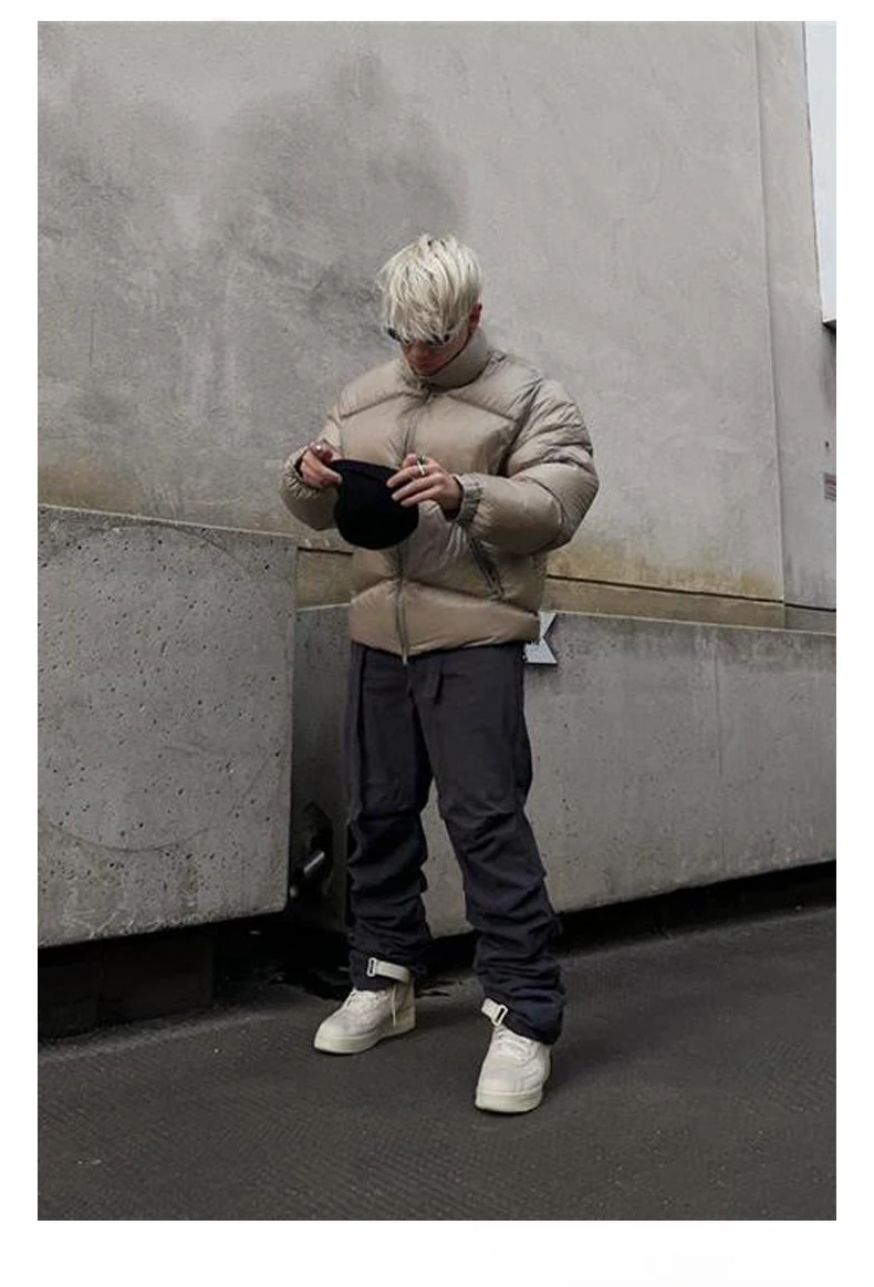American High Street Simple Zipper Coat, Metal Label, Velvet Cotton Padded Warm Winter Wear, Stand Collar, Stylish and C — photo 7