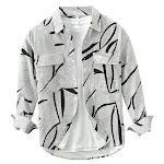 Camisa japonesa de manga longa estampada para homens, moderna e estilosa. Perfeita para um visual casual e confortável no dia a dia. — foto 3