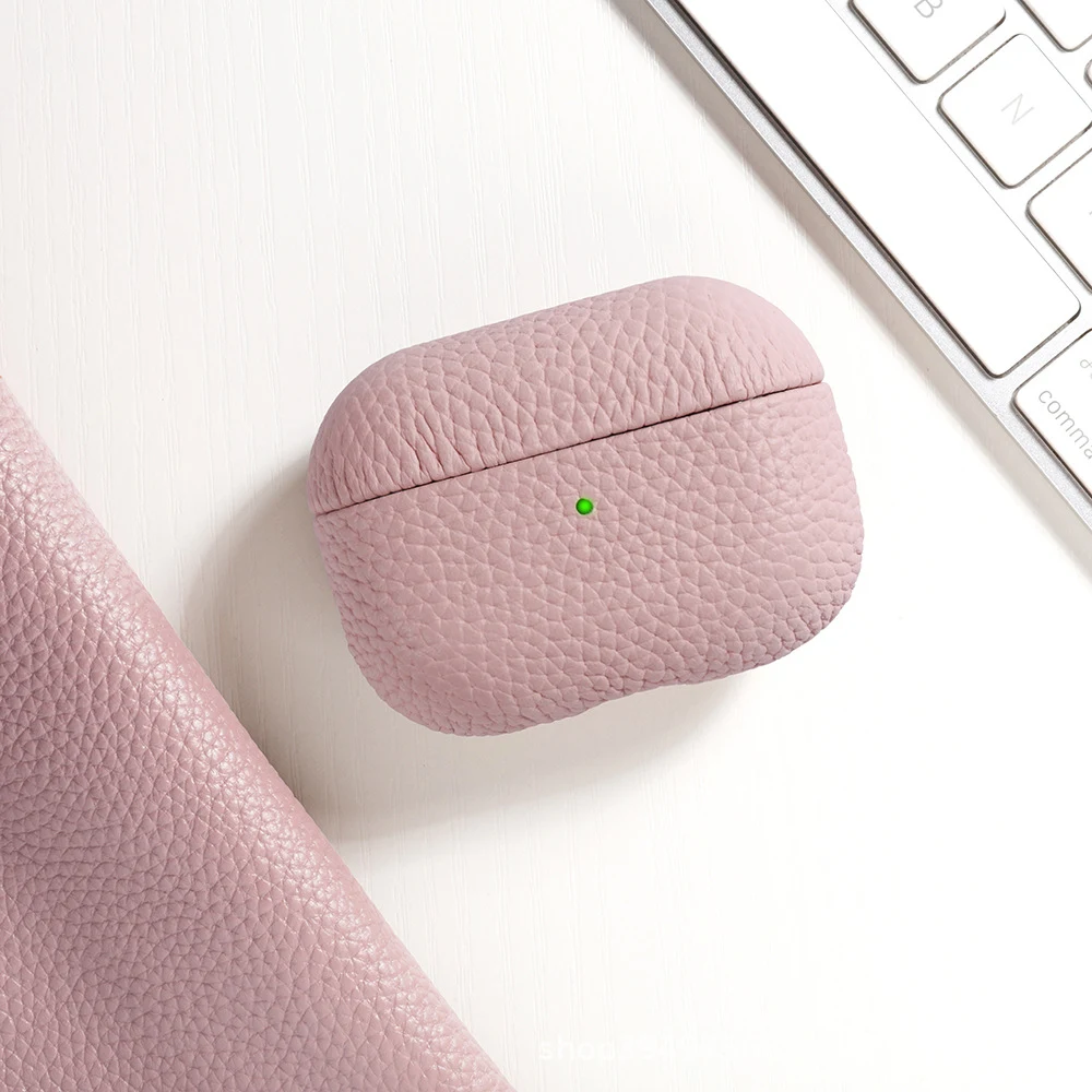 Custodia protettiva per auricolari in vera pelle con motivo a litchi. Proteggi le tue cuffie con stile e resistenza, design elegante e vestibilità perfetta. — foto 8