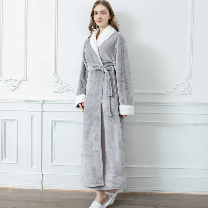 Title 2, Winter Long Coral Fleece Mens Thick Warm Flann...