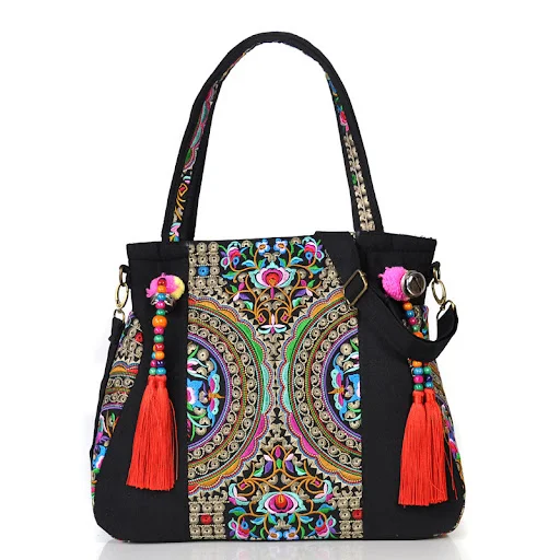 Title 5, Bolsa de ombro com bordado étnico Elegância e p...