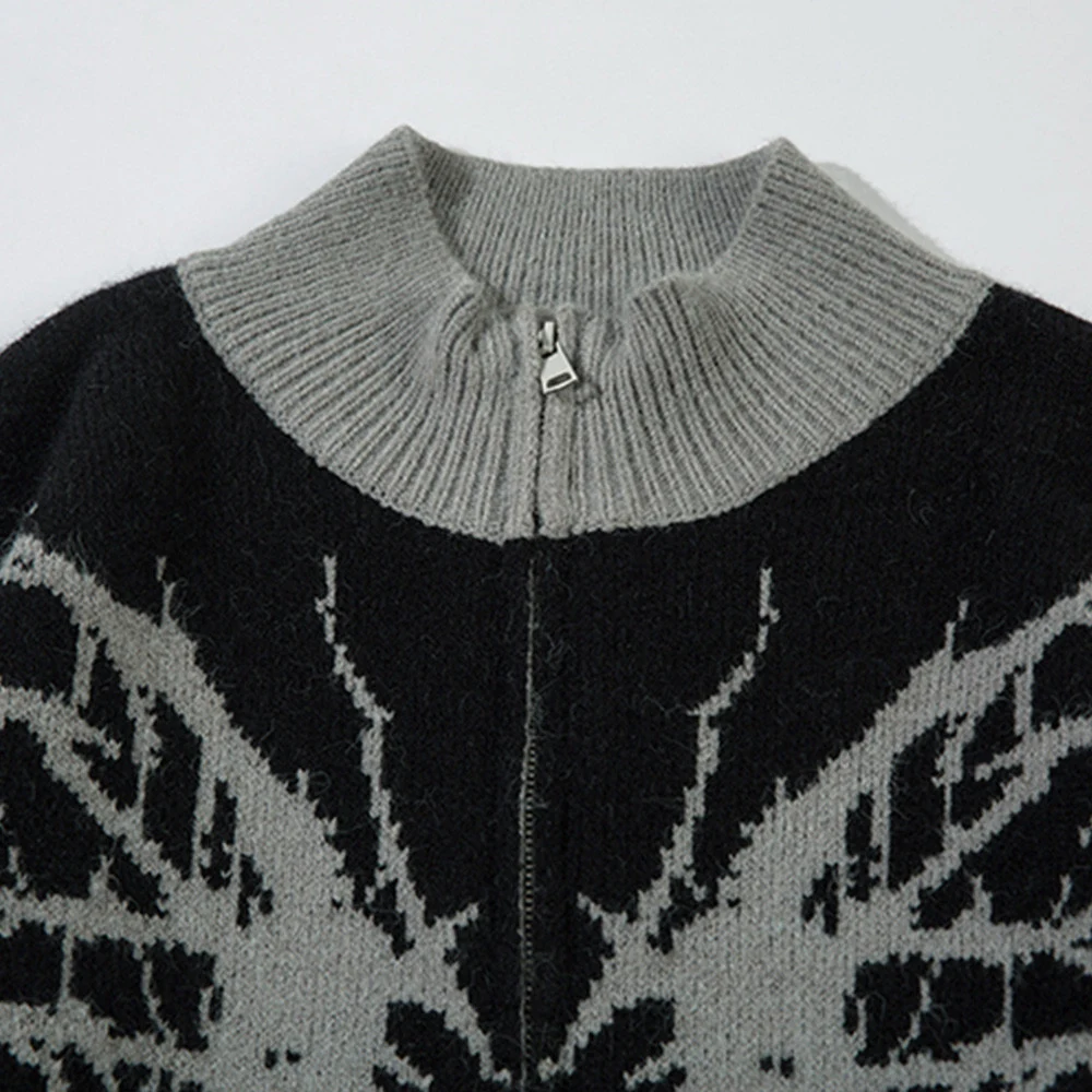 Title 14, Mens Dark Spider Web Zipped Stand Collar Sweat...