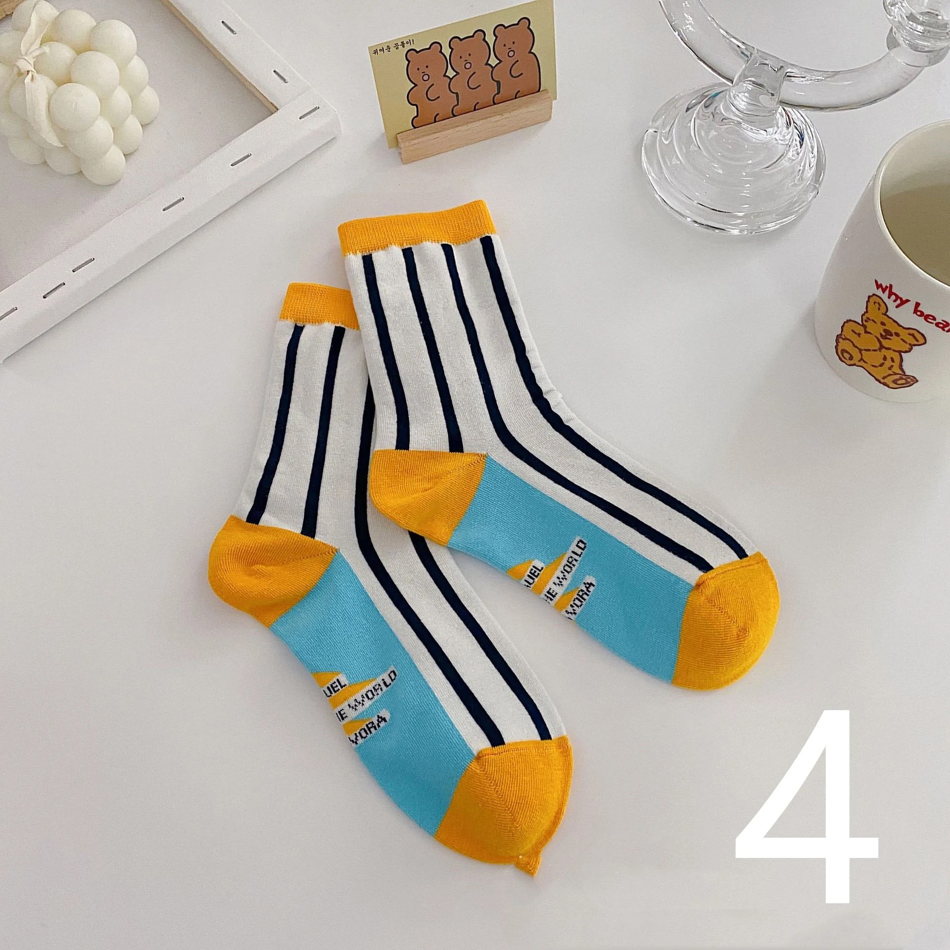 Title 1, Womens Mid-Tube Check Vertical Stripe Socks. C...