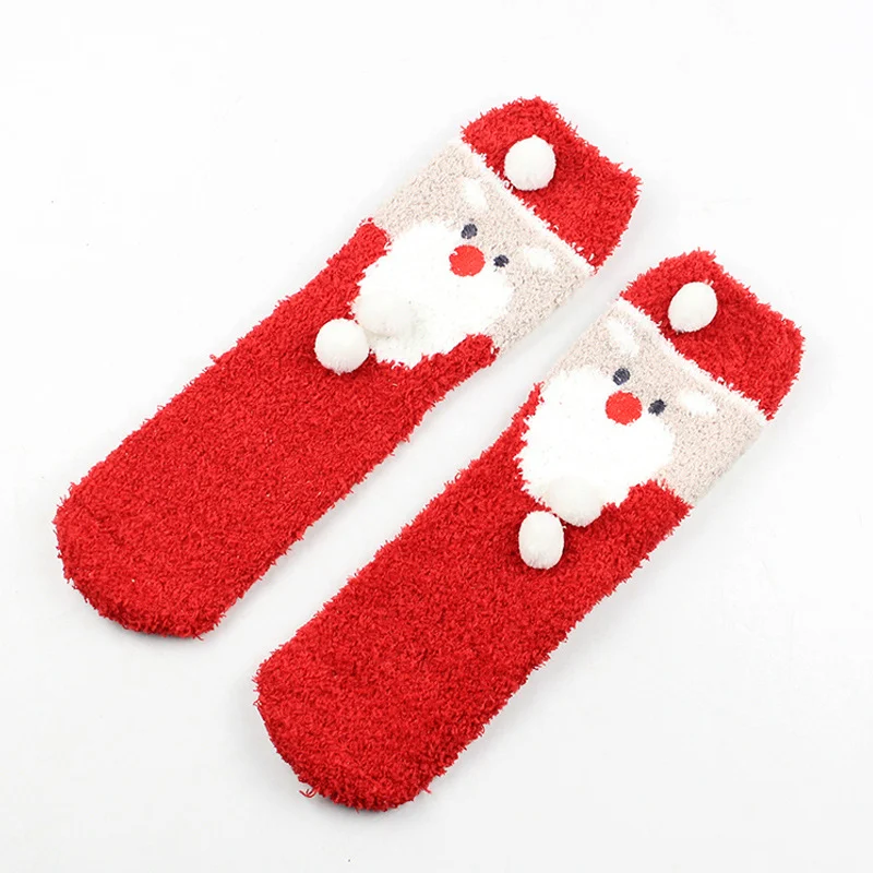 Title 25, Coral Fleece Christmas Cartoon Terry Socks for ...