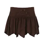 Saia feminina com cintura irregular e cadarço. Design elegante com renda e caimento perfeito. Ideal para um visual moderno e feminino. Perfeita para diversas ocasiões. — foto 9