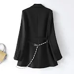 Koreaans elegante broekpak met riem en ketting, ideaal voor evenementen. Toon verfijning en mode met deze chique dames set. — foto 7