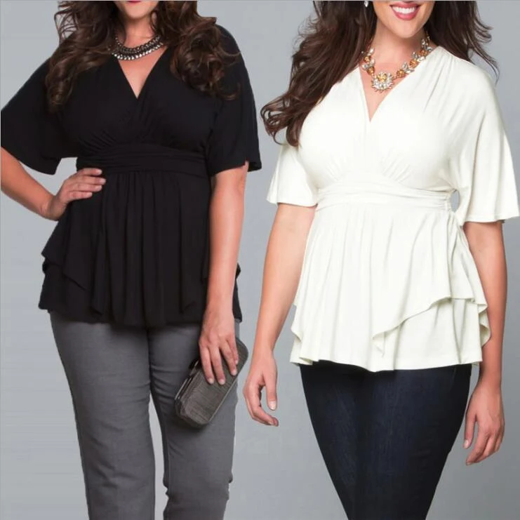 Vestido Plus Size Feminino Cor Sólida V — foto 3