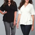 Vestido Plus Size Feminino Cor Sólida V — foto 3