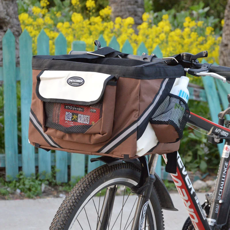 Pet Bicycle Carrier Cat Dog Bicycle Bag Bike Removable Basket Handlebar Front Basket Small Cat Dog Carrier Ride with you — photo 6