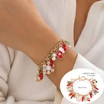 Pulseira com contas de argila polimérica de Natal europeu e americano, cores contrastantes, ideal para festas e presentes. — foto 5