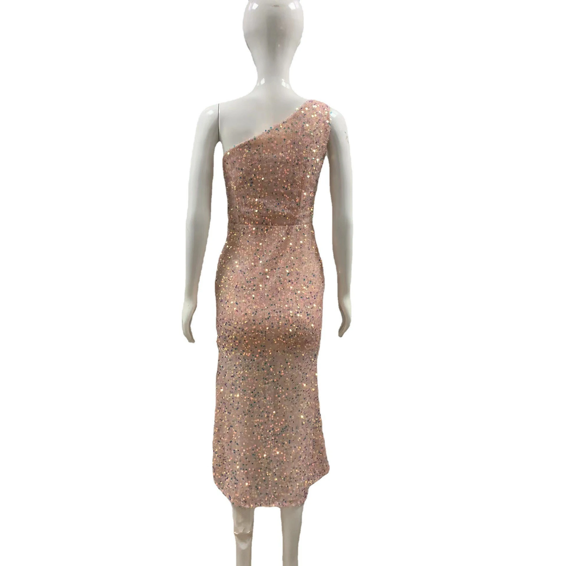 Title 9, Womens Sleeveless One-shoulder Sequins Dress. ...