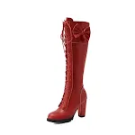 Botas Lolita com laço e cadarço, cano alto e salto alto, estilo cavaleiro, perfeitas para um visual elegante e audacioso. — foto 2