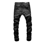 Jeans negros de hombre estilo Hong Kong, corte slim fit con parches, comodidad y moda urbana para un look moderno y vanguardista. — foto 3
