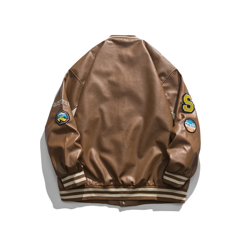 Spring New Baseball Leather Jacket Casual Loose fit, offering comfort and style for everyday wear, a versatile and fashi — photo 1