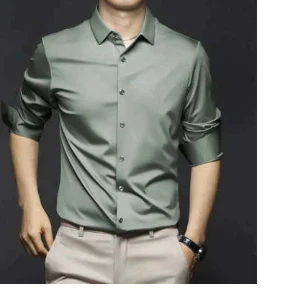 Camisa de hielo de seda de alta gama para negocios Confort y estilo superiores Transpirable y elegante Perfecta para reuniones y trabajo — foto 3