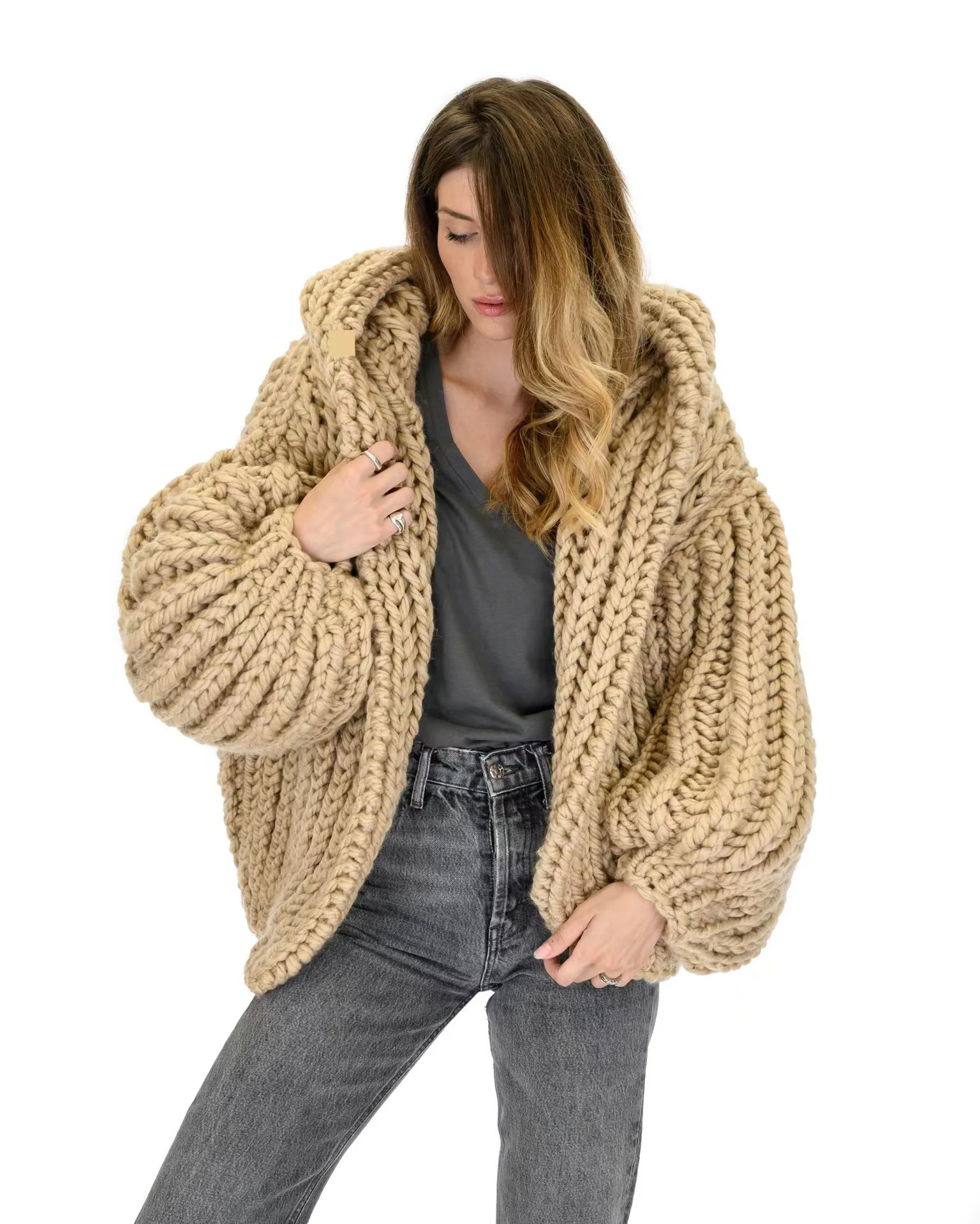 Title 6, Womens Loose And Lazy Style Hooded Cardigan Sw...