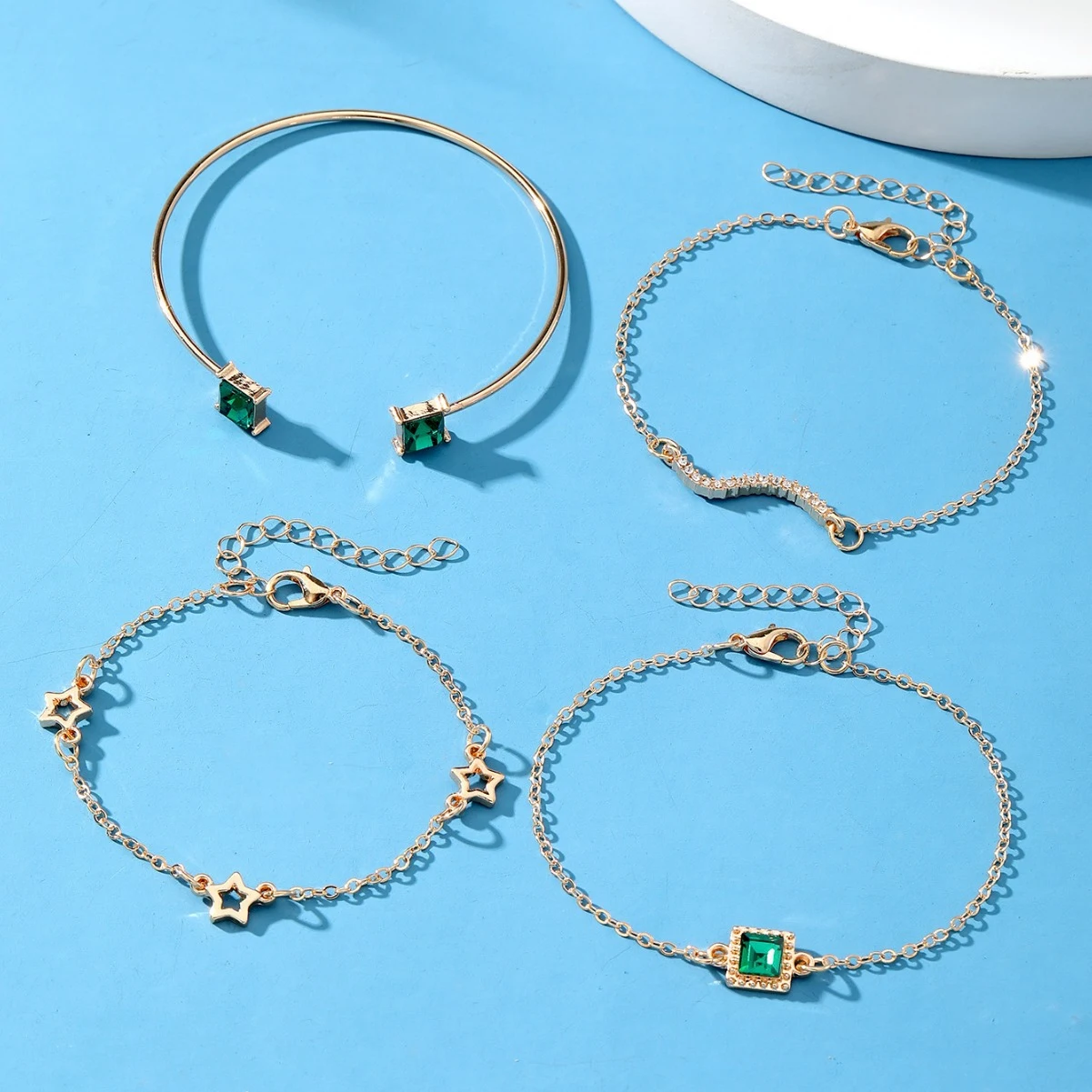 Conjunto de pulseira XINGX de diamante quadrado esmeralda. Brilho e sofisticação para o seu pulso. Eleve seu estilo com esta joia única. — foto 3