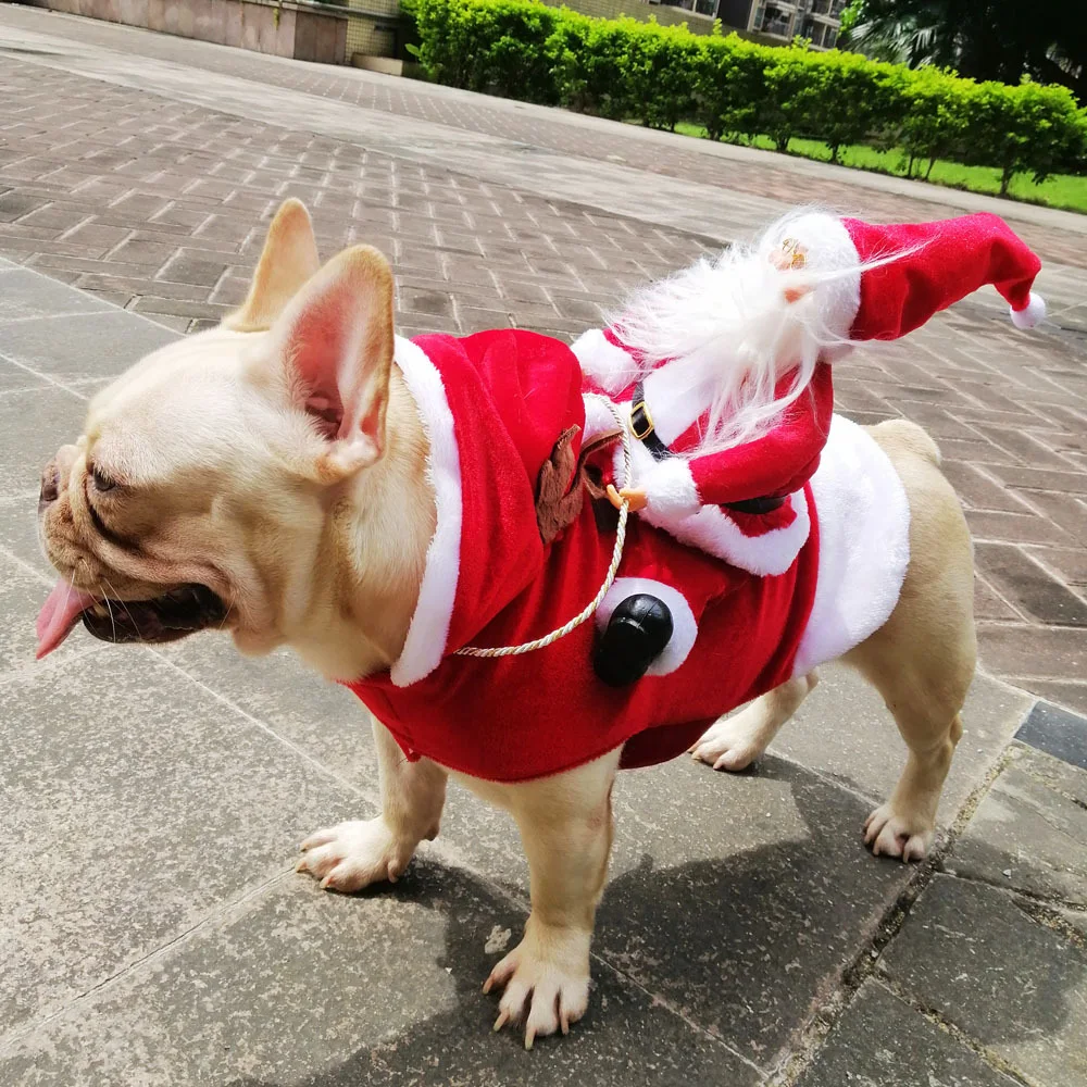 Title 4, Dog Christmas Clothes Santa Claus Riding Deer, ...