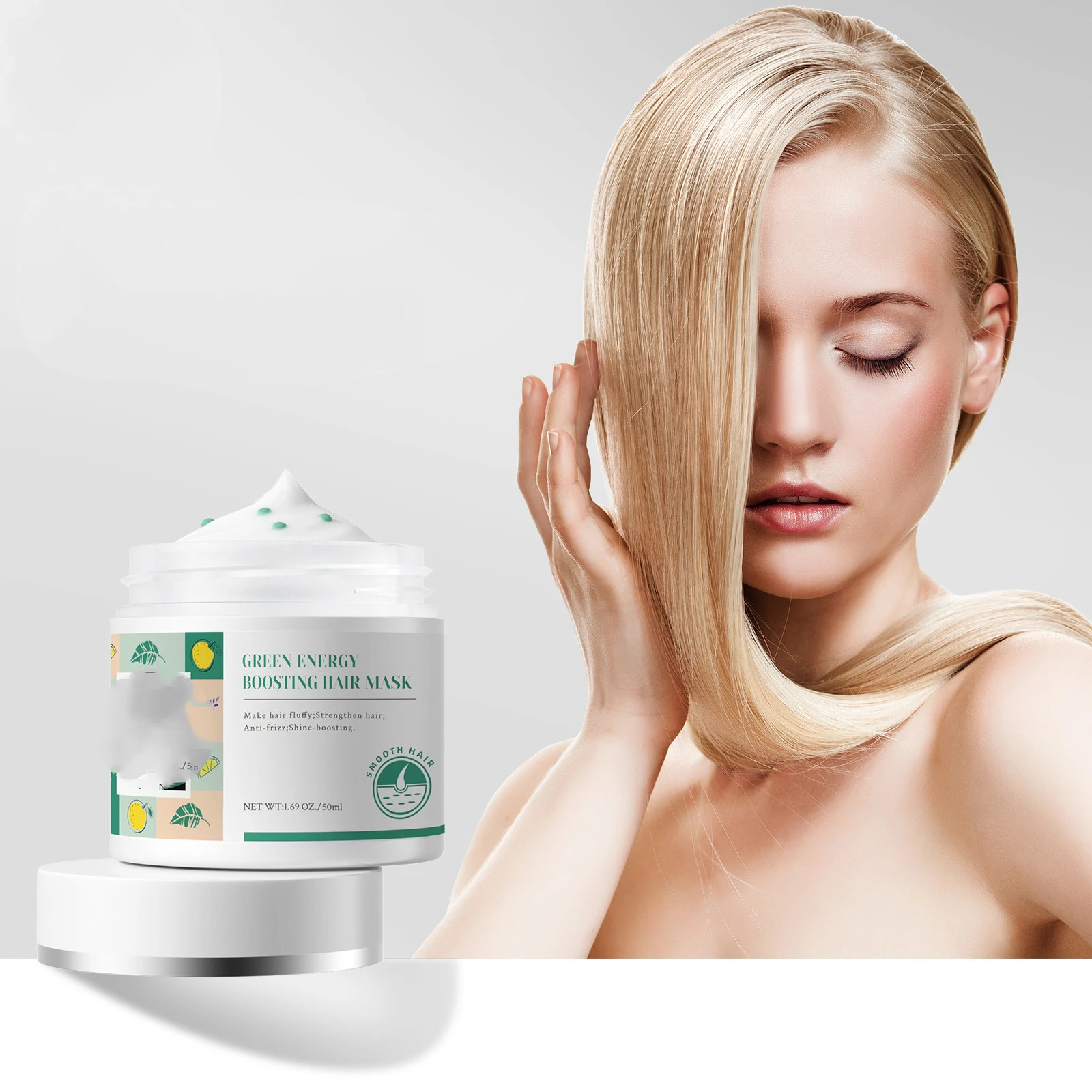 Hair Treatment Cream Fluffy Smooth Conditioner Repair Green Bead Hair Film for Smooth, Soft, and Healthy Hair — photo 6