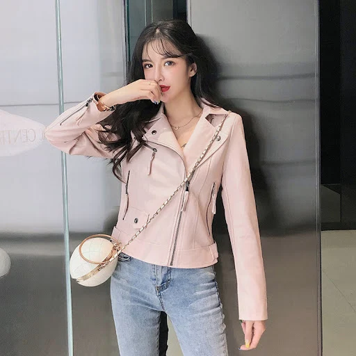 Title 2, Womens Small Leather Jacket, Short Korean Vers...
