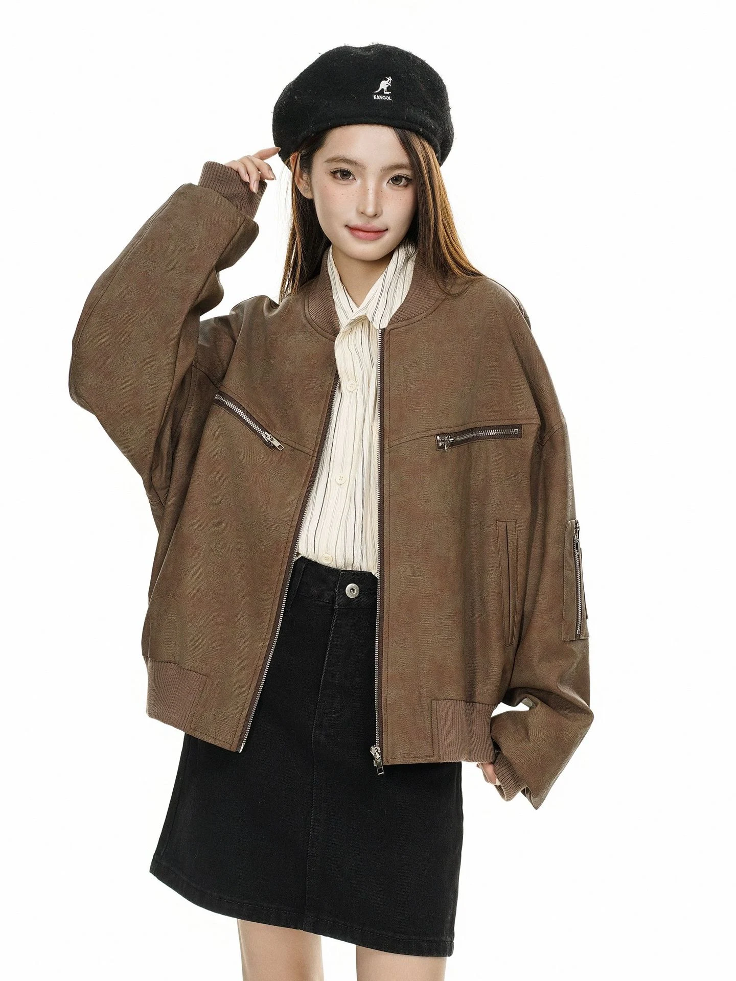 Title 7, Womens Fashion Casual Faux Leather Jacket Coat...