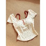Pure Desire dames T-shirt zomer met vierkante kraag, blote schouders, korte mouwen en borst pads, bloemenprint, comfortabel en modieus. — foto 13