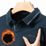 Camiseta manga longa masculina com lapela, stretch, mantém aquecido, camisa para meia-idade, ideal para conforto e aquecimento no inverno. — foto 13