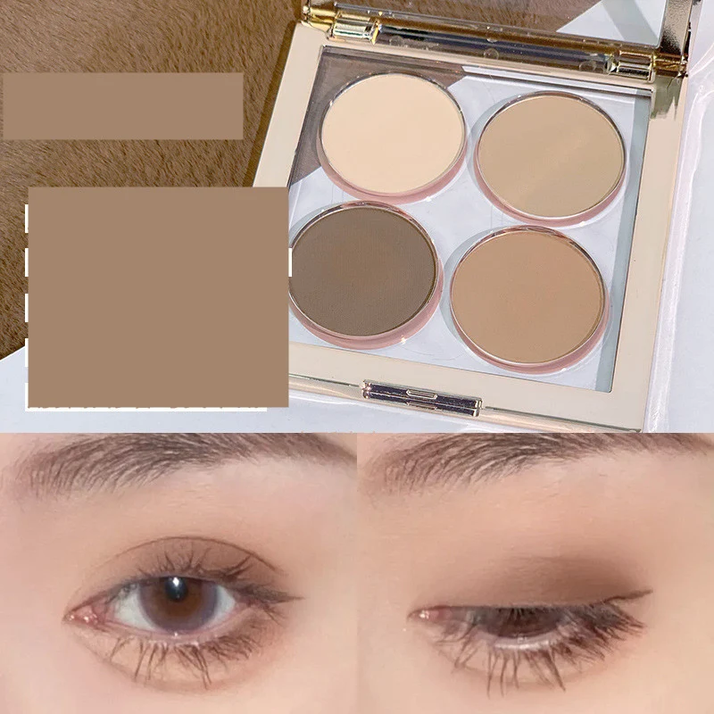 Paleta de sombras de quatro cores para iniciantes, pequena e portátil. Maquiagem fácil para mulheres, perfeita para levar e usar em qualquer lugar. — foto 3