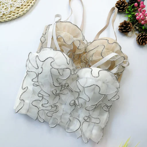 Title 5, Diamond-embedded Wave Lace Sling With Steel Rin...