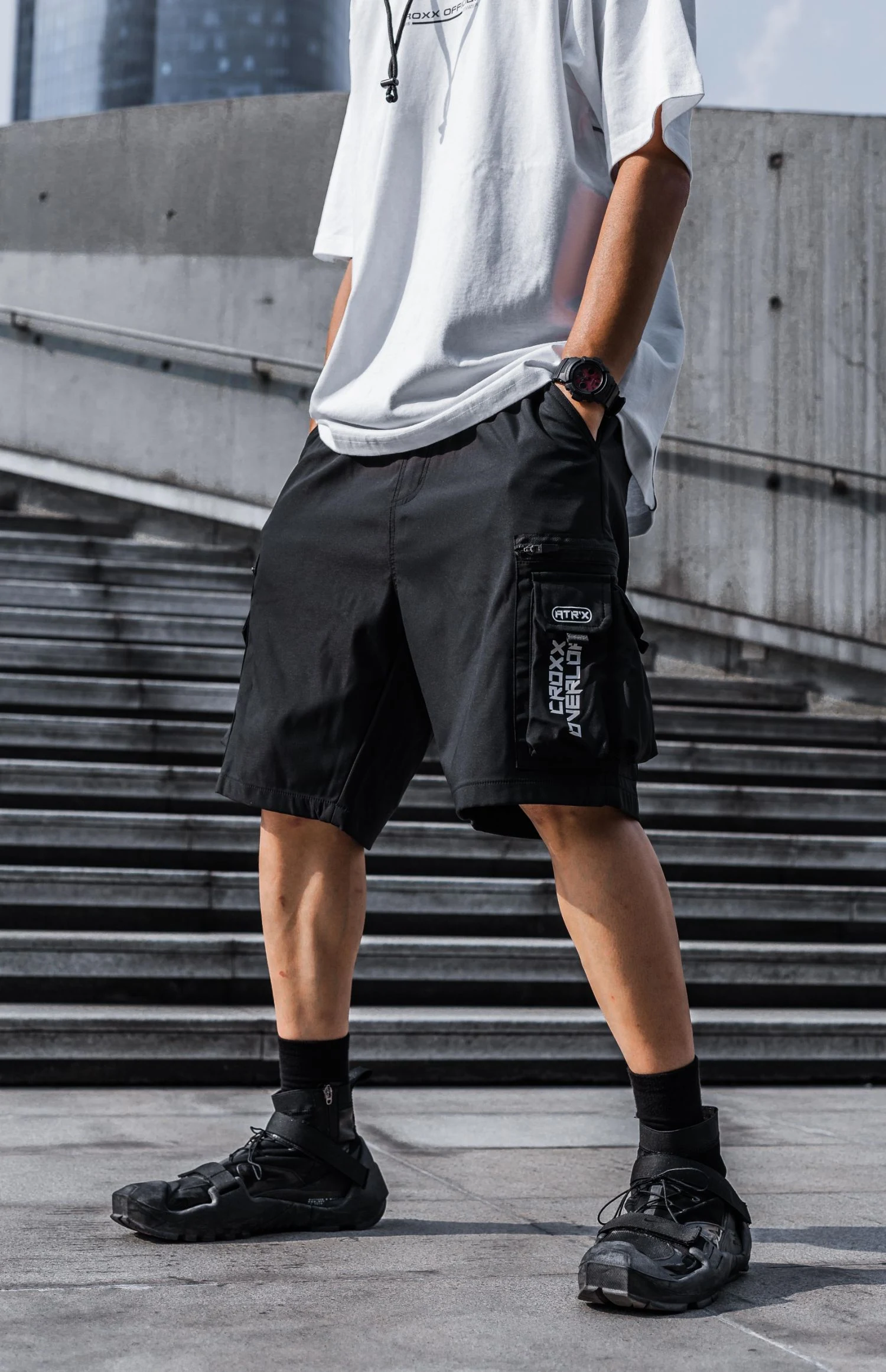 Title 4, Shorts masculino solto casual de rua escuro tam...