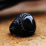 Anel Vintage de Aço Inoxidável Gravado com Pedras Preciosas Joia Clássica Elegante Presente Perfeito Anel Exclusivo com Detalhes — foto 7