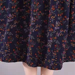 Mid-length Lace-up Waist-slimming Dress, Artistic Floral Casual Dress. Offers a flattering silhouette and stylish, comfo — photo 11