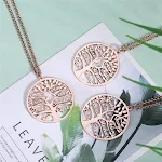 Colar com Nome de Árvore Genealógica Silver Tree of Life em Aço Inoxidável Personalizado para Família Presente Especial — foto 6